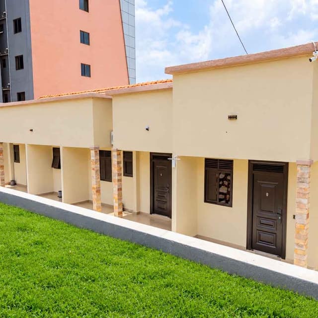 Lawn running alongside the guest rooms